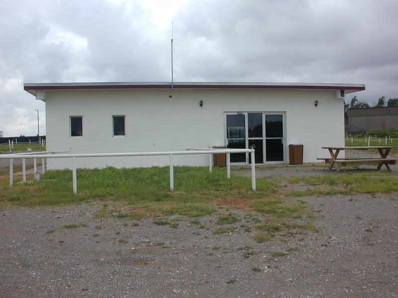 Projection and concessions building from the front
