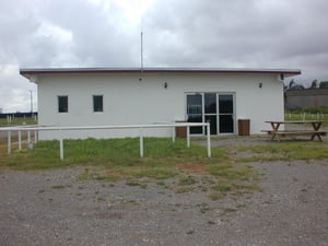 Projection and concessions building from the front