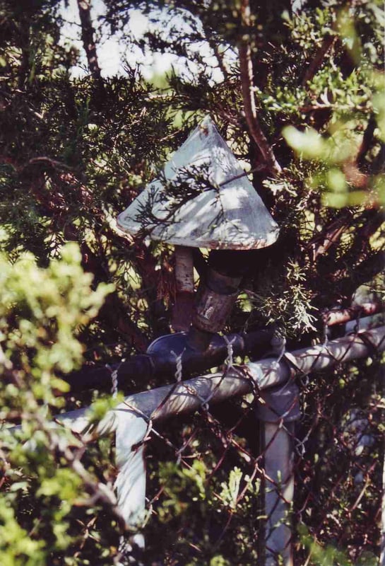 Old light fixture along exit road