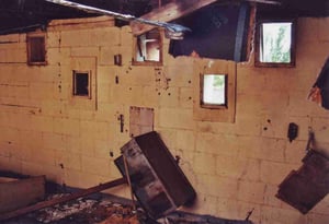 Interior of projection booth on the upper floor