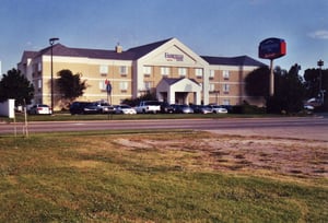 Behind and to the left of this hotel lies the area where the Skyvue Drive-In used to exist