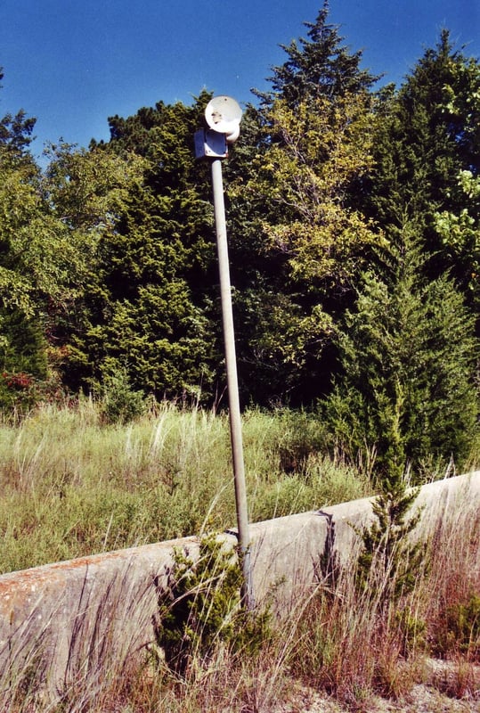 Lamp mast once used to light the lot