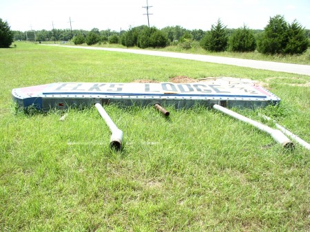 The Marquee laying on its' side. An Elks Lodge is now built on the Property.