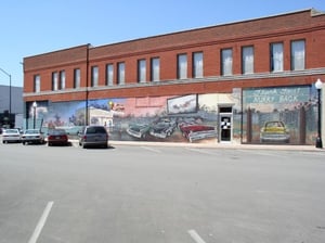 A Painting of the Sundown Drive In located on the side of one of the Buildings in downtown Cushing. The Lady who Owns this store was not sure of the Painter, But they are keeping it Restored. Looks Real Good.!!