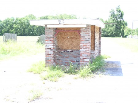 What appears to be the original Ticket Booth. Another Ticket Booth is at the side of the Screen. It is on Wheels of some sort.