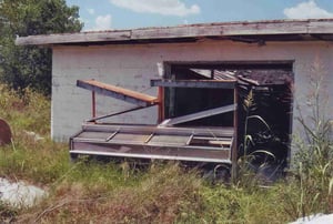 Snack bar with some furniture discarded outside