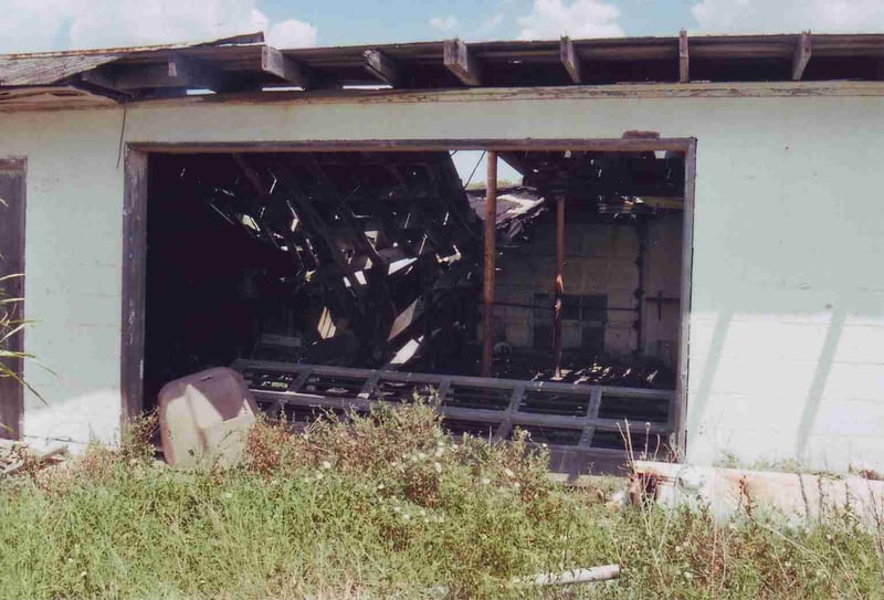 A large part of the snack bar's roof has collapsed