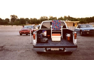 Moviegoers pickup loaded and ready for the show
