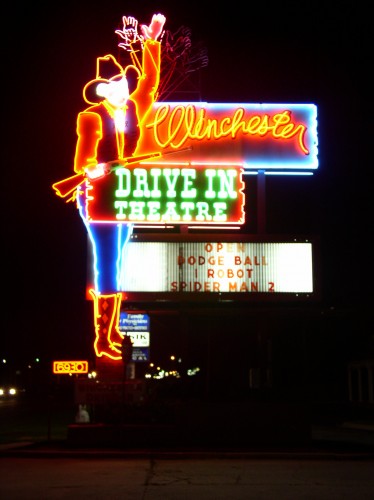 A Nite-Shot of the Marquee. The Owner of This Drive In is a real nice Person.! A Real Nice Drive In. Well Kept..!!