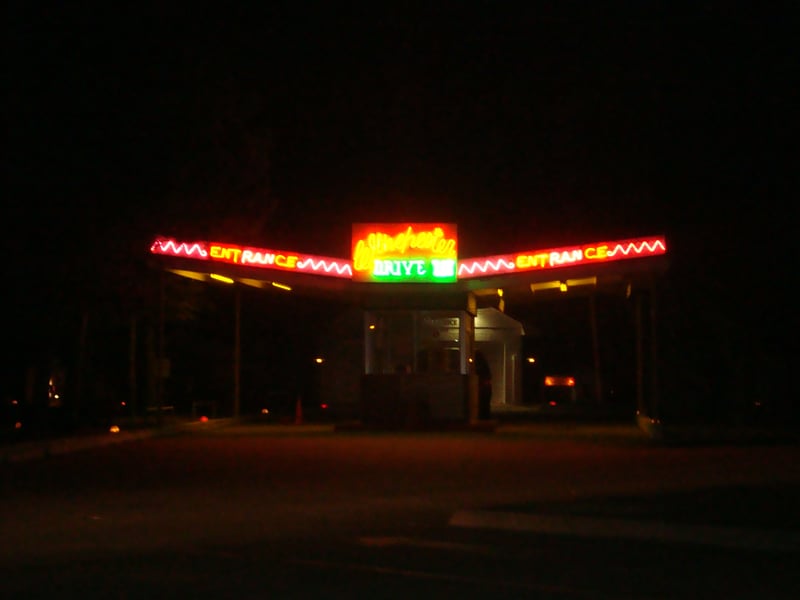 The ticket booth neon looks great at night