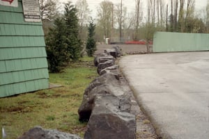 The boulders were put in to keep our driveway seperate from the strip mall.