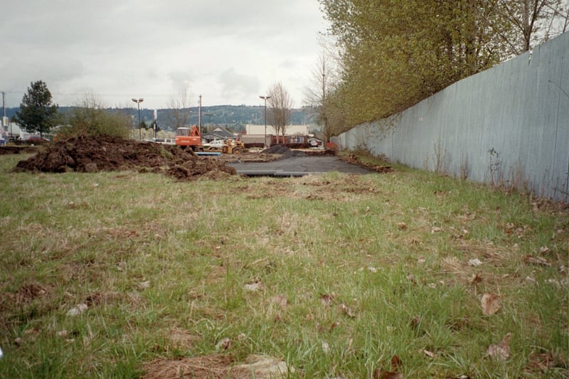 There is supposed to be an alley between the building and our fenceline. They have left a 4 foot strip of grass and the tree roots have been exposed.