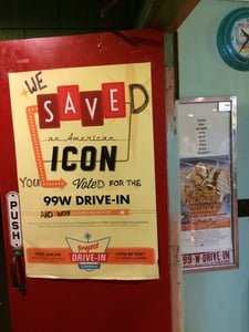 This Honda Project Drive In Poster was altered by our voting fans in celebration of the news that the 99w Drive in was to receive one of the digital projectors from the initiative.