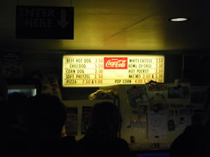 99W Drive-Ins Concession Menu (Left) on 09-03-16.