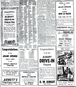 Grand Opening ads from the July 2, 1953 edition of the Albany Democrat-Herald