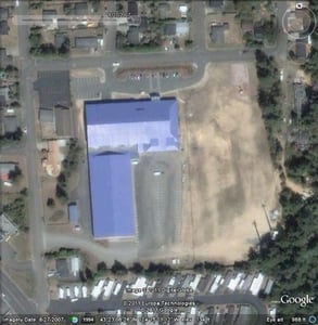 Recent Google photo of the former site of the Motor Vu Drive-In in Coos Bay, Oregon.