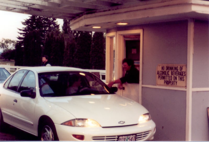 Car being admitted at the ticket booth