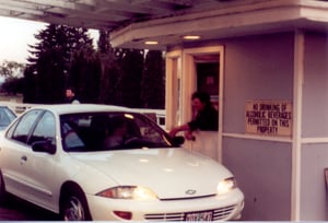 Car being admitted at the ticket booth