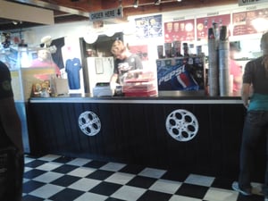 Snack bar with checkerboard floor