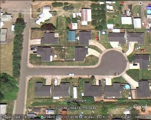 Recent Google photo of the former site of the Santiam Drive-In in Sweet Home, Oregon.  Nothing remains of it today.