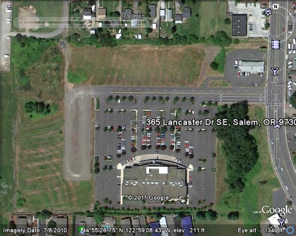 Recent Google photo of the former site of the South Salem Drive-In in Oregon.  Old berm lines can still be made out.