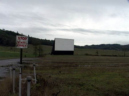 Exit sign, field and screen. This photo and the next 7 are courtesy of Bob Meza.