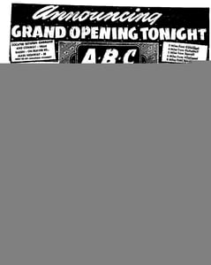 Opening night ad from August 20, 1948 as featured in the Beaver County Times