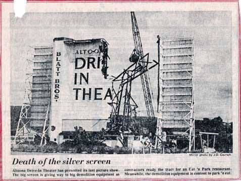 Altoona Drive-In being demolished. The site is now an EatnPark.