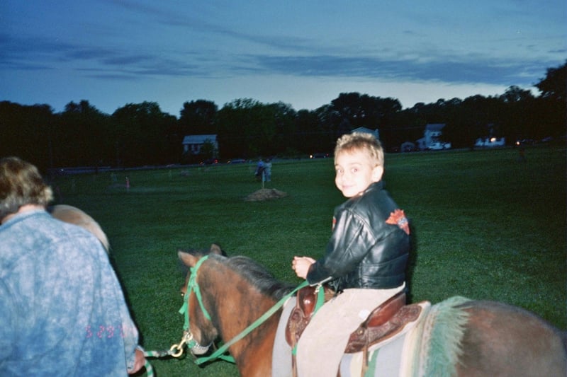 Tyler gets a pony ride at BECKY'S Drive-In