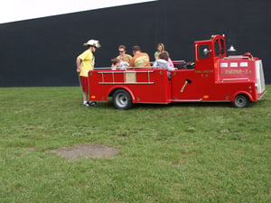 trackless fire engine rides before the show