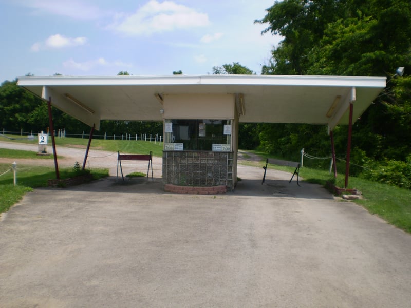 ticket booth in use now, apparently built in the late 1950s or so