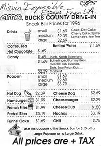 1996 MENU. WROTE WHAT I SAW THAT NIGHT.