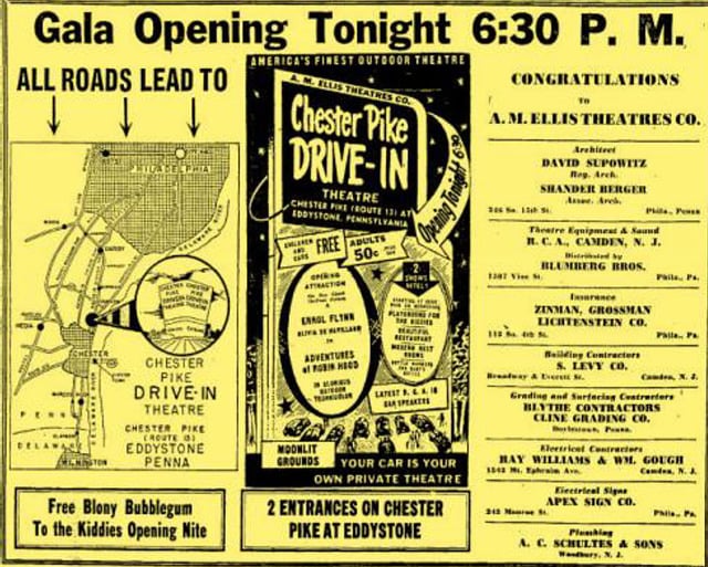 Chester Pike Drive-In Grand Opening Ad