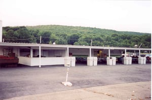 Concession building and outdoor dining areas.