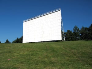 SCREEN ON HILL. NO MATTER WHERE YOU PARK, ONE HAS A PERFECT VIEW OF THIS SCREEN.