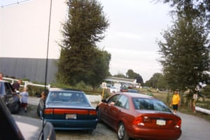 Columbia Drive-in was so full that they made extra rows on the sides.