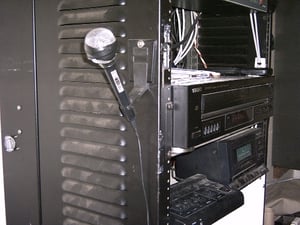 the radio station mic and sound system for the drive in theatre