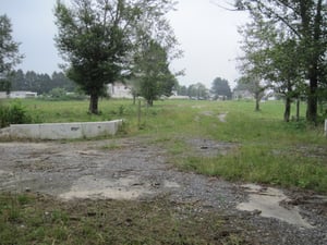 Front of field, looking towards exit.  Screen was behind and to left of low wall in foreground.