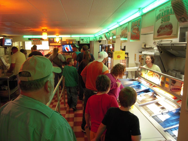 The interior of the main snack bar