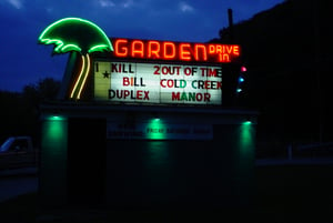 Marquee at night.