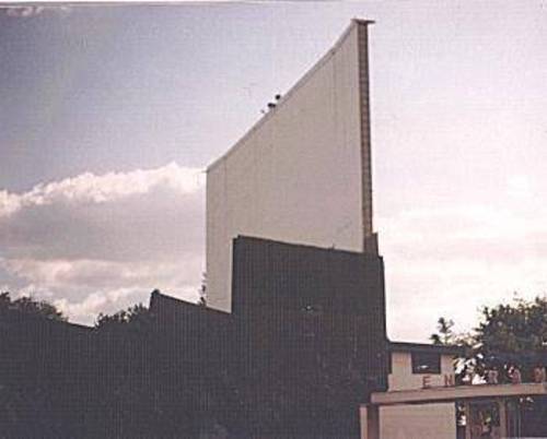 screen tower(from the side), + part of the ticket booth can be seen too.