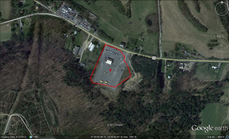 Google Earth image with outline