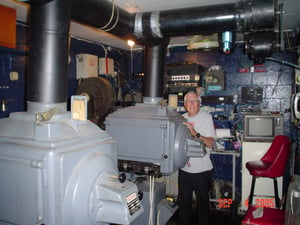 This is owner Steve Gray in his projection booth. Steve does his own projection.