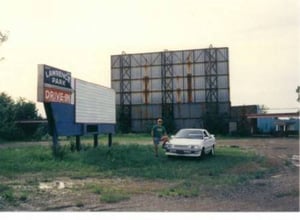 Dick Charcalla in front of the Lawrence Park Drive-in