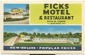 Postcard says" Located 2 miles East of Brownsville PA on Route 40. Must have been called Ficks at one time.
