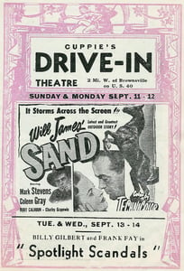 Schedule for Cuppie's Drive-In, week of September 11, 1949.