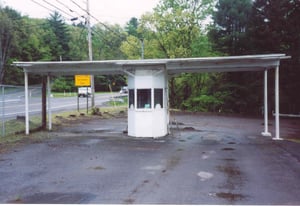 Ticket booth.  The natural tree barrier that lined Route 6 has also been removed (note all the tree stumps on the left).