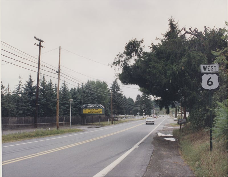 Maple Drive-In, Honesdale, Pennsylvania. Marquee, daytime