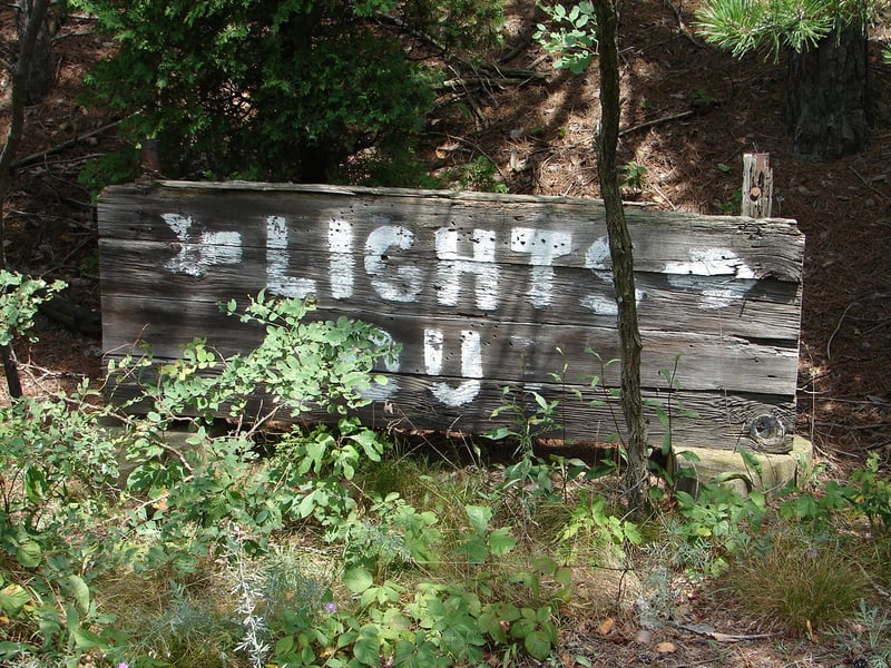 The lights out sign is the only thing that remains on the road leading into the theatre.