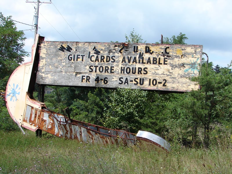 Whats left of the entrance sign